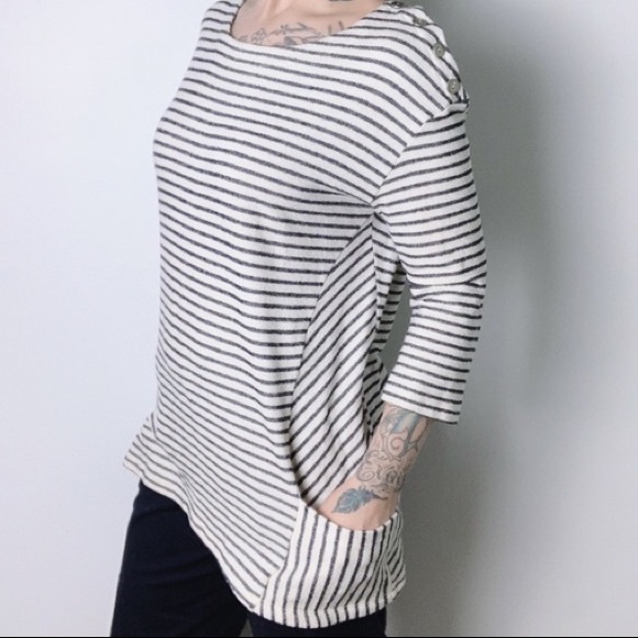 Anthropologie W5 white and navy striped tunic size Small - Picture 3 of 7